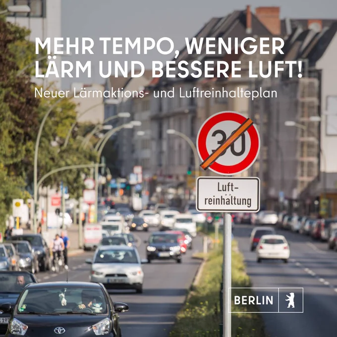 Dort wo es die Luftwerte zulassen werden die Tempo-30-Zonen in Berlin jetzt überprüft.