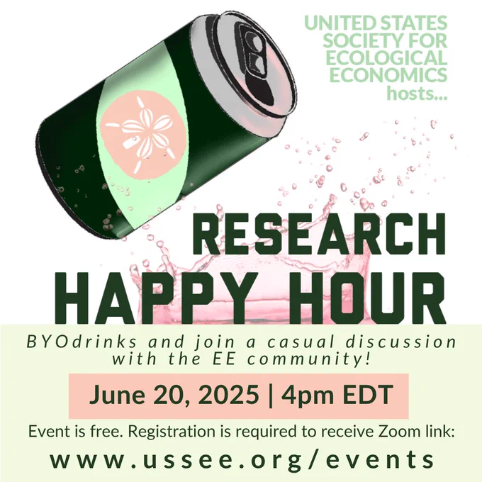 Event flyer
USSEE hosts...
Research Happy Hour
BYO drinks and join a casual discussion with the EE community!
June 20, 2024 | 4 PM EDT
Event is free. Registration is required to receive the Zoom link.
www.ussee.org/events