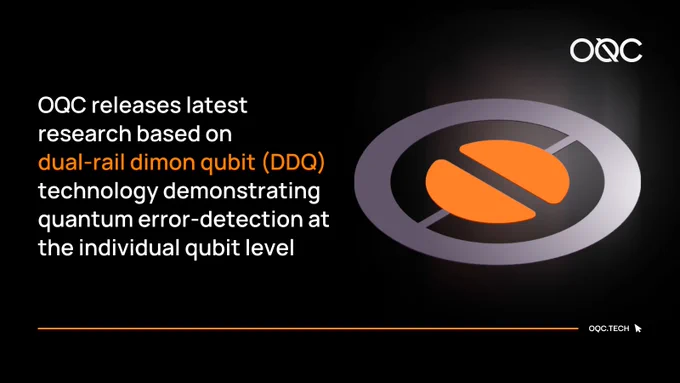 OQC releases latest research based on dual-rail dimon qubit (DDQ) technology demonstrating quantum error-detection at the individual qubit level