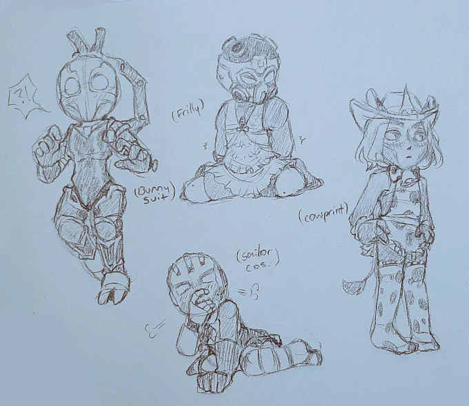 Full Machine is marked "bunny suit"
Creator is marked "sailor cos(tume)"
PsyOps is marked "frilly"
High Noon is marked "cowprint"
