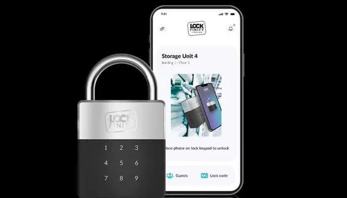 Smart upgrade storage solution featuring a digital smart lock and mobile app interface for secure and convenient storage unit access.