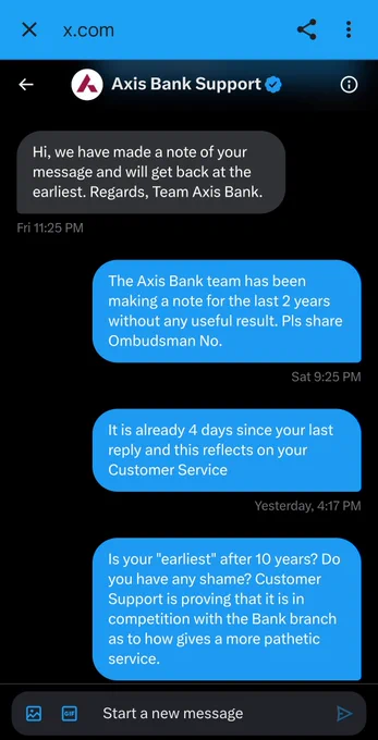 Pathetic service of AxisBank