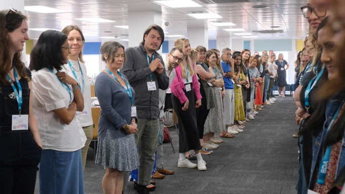 Photo of BDA volunteers and staff taking part in a communications skill building workshop.