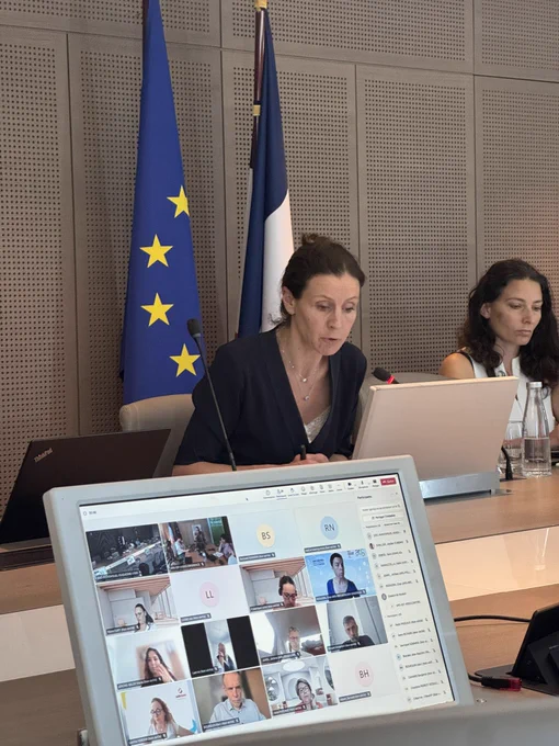 Photographie de la ministre lors de sa visio conférence avec les acteurs PA PH.