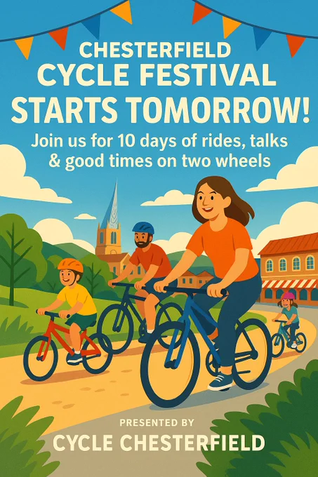 Chesterfield Cycle Festival starts tomorrow (Friday 4th July). It has ten days of rides, talks and good times on two wheels