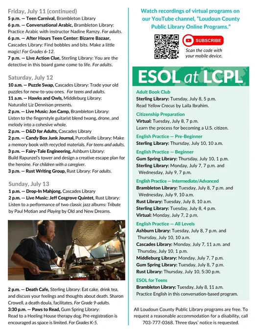 Page 4 of the weekly program schedule