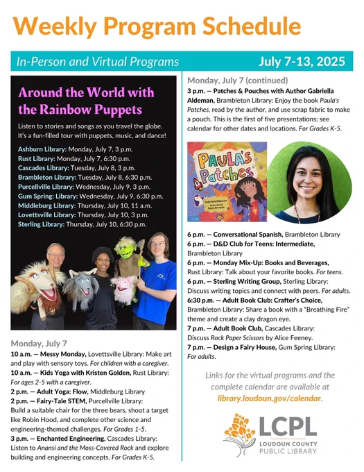 Page 1 of the weekly program schedule