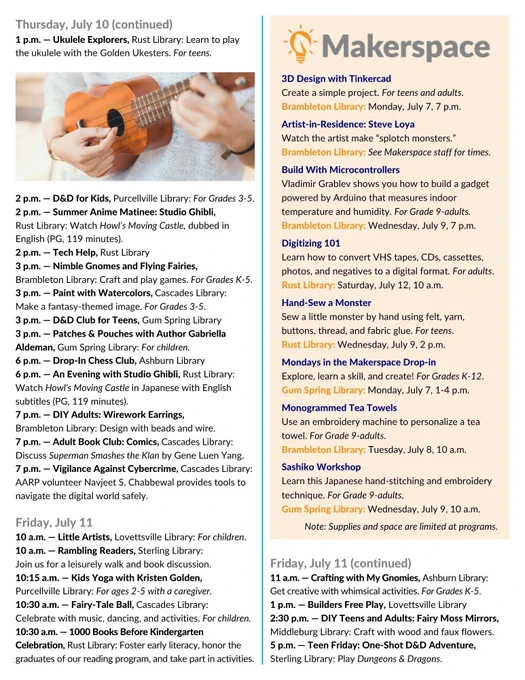 Page 3 of the weekly program schedule