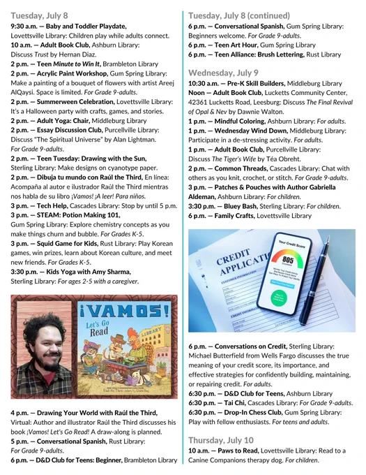 Page 2 of the weekly program schedule