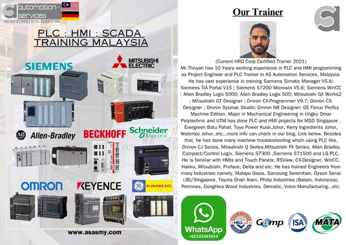 ✅ Completed: 3-Day Siemens PLC, HMI & SCADA Training!
📅 April 7–11, 2025 | 📍 AS Automation Services, Johor Bahru

From 27–29 May 2025, we successfully conducted HRDCorp-claimable training for 10 participants from a top safety glass manufacturer in Johor. They gained hands-on skills in Siemens S7-1200 PLC, TIA Portal V18, KTP400 HMI, and real-world troubleshooting techniques.

Want to upskill your team or join the next batch? Visit : www.asasmy.com/request-quotation.html

#PLCTraining #TIAportalV18 #SiemensPLC #HMItraining #SCADATraining #S71200 #HRDCorp #AutomationMalaysia #EngineeringTraining #ControlSystems #LadderLogic #IndustrialAutomation #HandsOnTraining #UpskillWorkforce #ASAutomationServices

Blog Link :- https://shorturl.at/Yjih8
