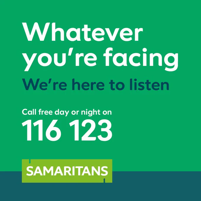 Whatever you're facing, we're to here to listen.

Call free day or night on 116 123