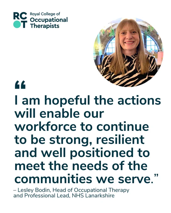 A headshot of Lesley Bodin and her quote: “I am hopeful the actions will enable our workforce to continue to be strong, resilient and well positioned to meet the needs of the communities we serve.”