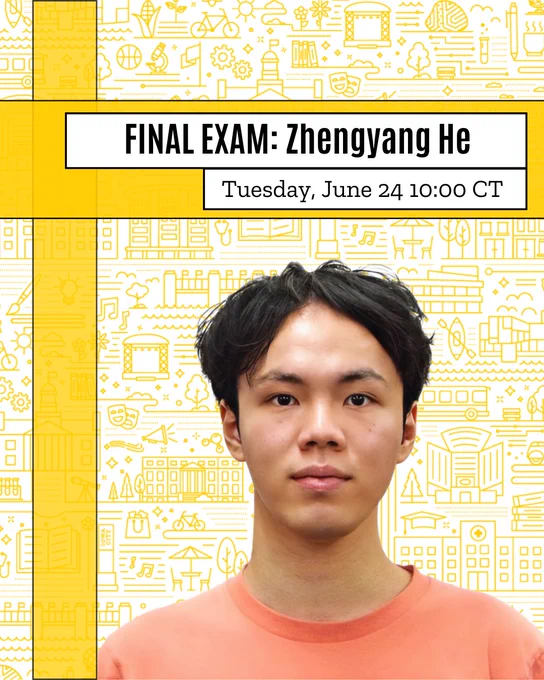 Zhengyang He portrait/name with exam date and time.