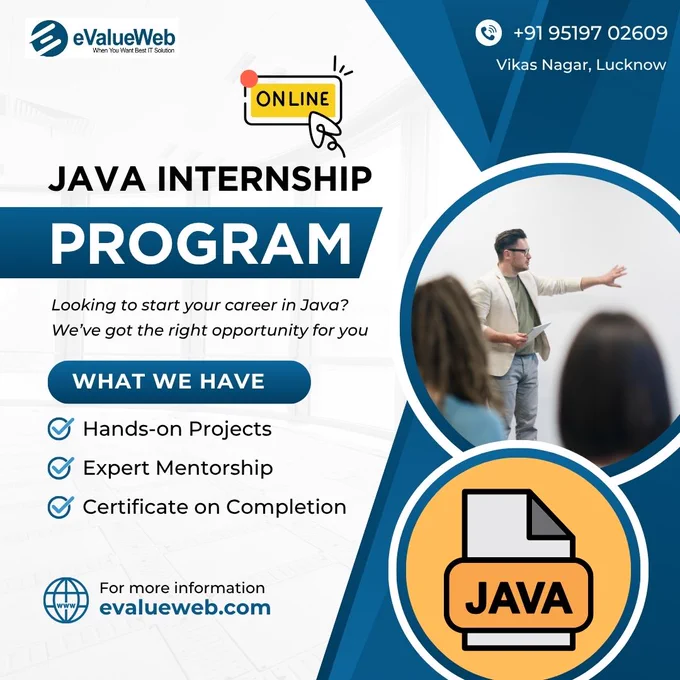 Kickstart your coding journey from home!
Join our Online Java Internship Program 

- Live sessions
- Real-world projects
- Flexible schedule

Apply today!
https://forms.gle/HvAzFZycvBpqovWb9

#JavaInternship #OnlineLearning #TechCareers #JavaProgramming #Internship2025 #RemoteInternship #CareerGrowth #LearnJava #ITCareers #Lucknow #StudentsOfLucknow #CodingFromHome #SkillUp #FutureDeveloper #evalueweb #SummerInternship2025 #SummerInternship

