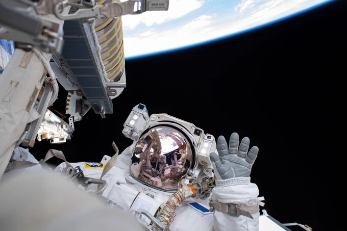 ESA astronaut Thomas Pesquet on second Alpha spacewalk. Credit: ESA/NASA