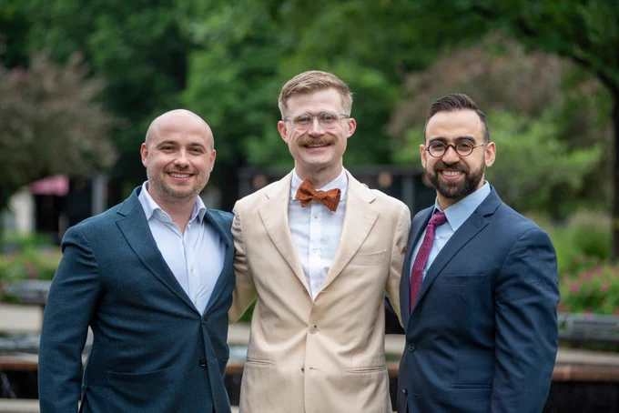Left to right: graduating chief residents, Drs. Jared Johnson, Ryan Haggart, and Sami Mostafa.