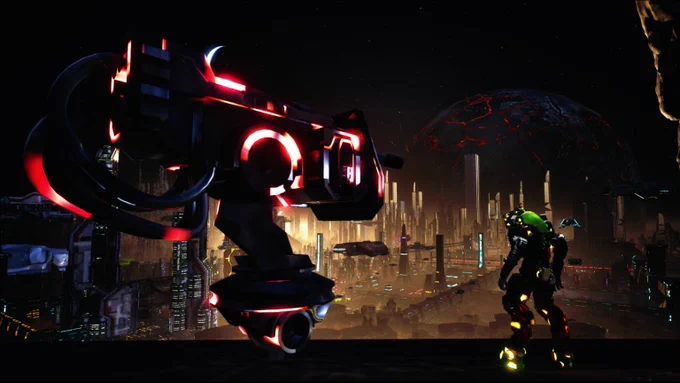 Actual ingame OSP screenshot with a turret, an echovant, and some of the epic world building!