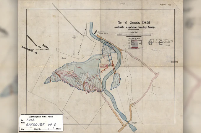 Abandoned mine plan showing Garscube Colliery pit number 6 for Garibaldi Clayband Ironstone Workings. BGS © UKRI.