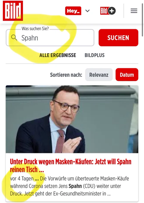 BILD.de Was suchen Sie? „Spahn“ ….vor 4 Tagen