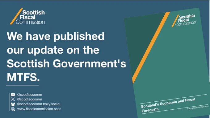 The words “We have published our update on the Scottish Government’s MTFS.” alongside the cover page of our publication.