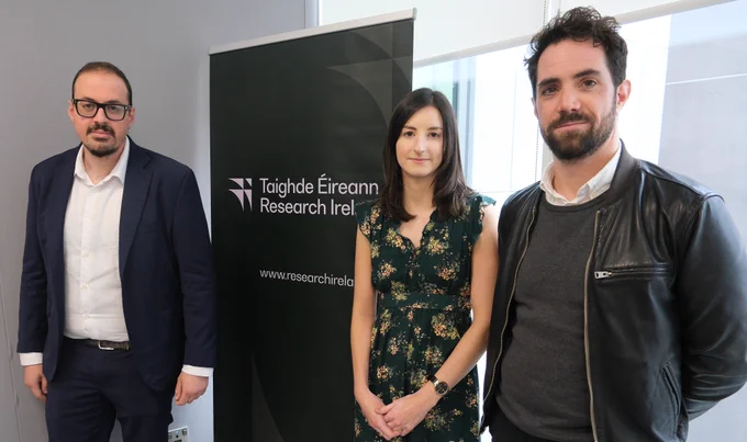 Dr Matteo Leta, Dr Camille Nadal and Dr John Greaney, three of the five UCD awardees

