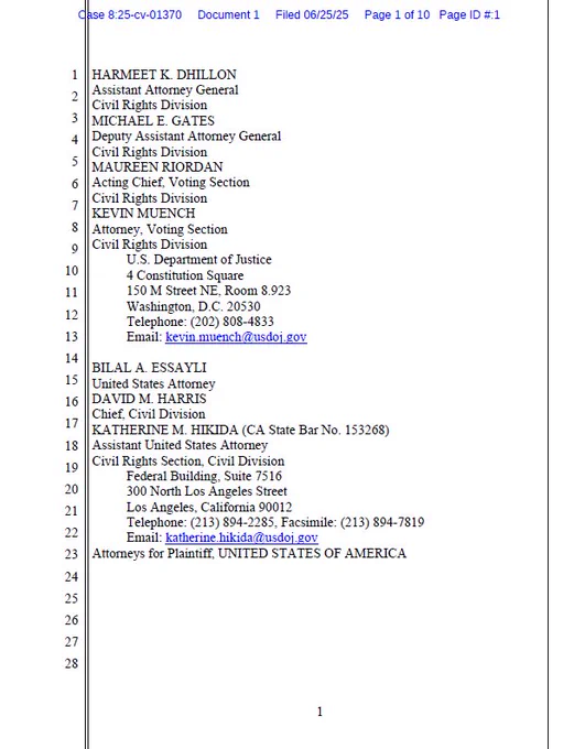 Page 1 of USA vs. Robert Page | Complaint for Declaratory and Injunctive Relief