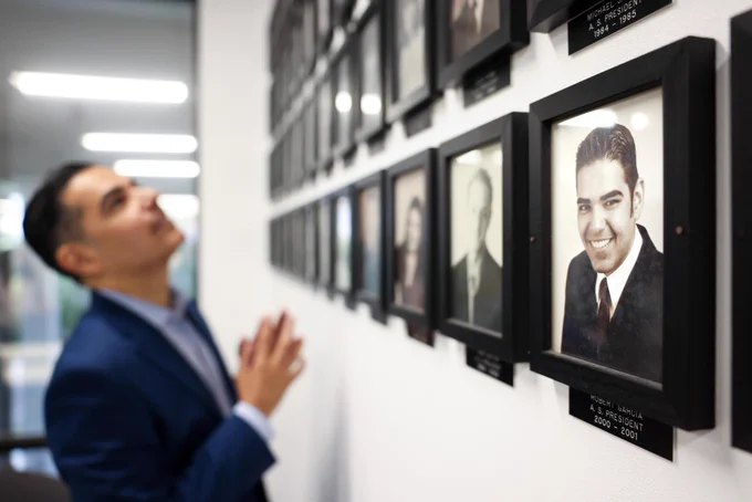 Congressman Garcia next to his CSULB ASI presidential headshot