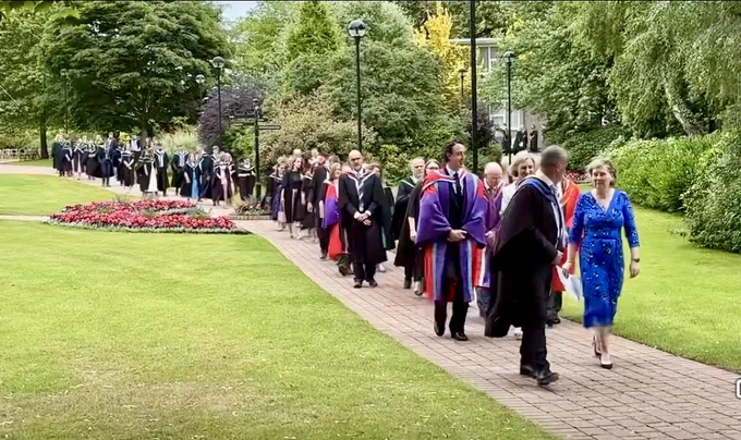 Picture of academic procession into the graduation ceremony