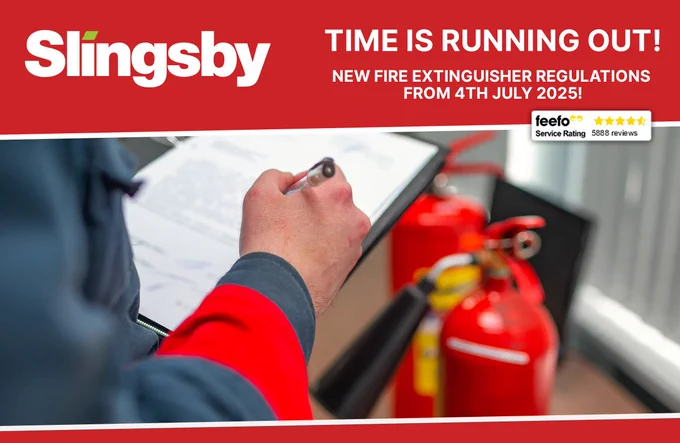 Person checking fire extinguishers are in date ahead of new regulations coming 4th July 2025. 