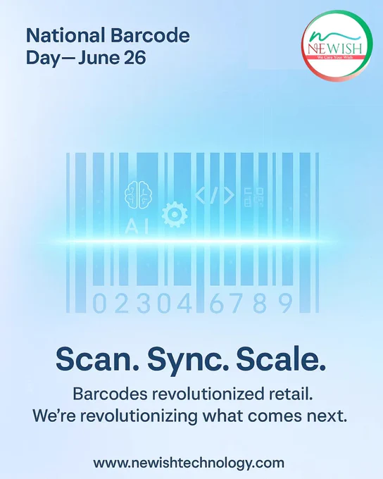 🧾 World Barcode Day – June 26
Digitize, Simplify & Scale with Smart Barcode Solutions

Barcodes aren’t just lines — they’re lifelines of fast, reliable business operations.

At Newish Technology, we help businesses build custom websites, mobile apps, and inventory systems that integrate barcode & QR scanning for next-gen automation. 📲⚙️

💡 Your Barcode-Driven Success Starts With:
🔹 Inventory & Stock Management Systems
🔹 Custom POS-ready Websites & Apps
🔹 Product Catalog Integration
🔹 Barcode-QR Integration for Checkouts
🔹 CRM   Lead Automation Workflows

🔧 Whether you're in retail, logistics, or services, Newish empowers your barcode journey — from design to deployment.

📲 Let’s build your barcode-ready business:
🌐 www.newishtechnology.com
📩 info@newishtechnology.com
#WorldBarcodeDay #NewishTechnology #BarcodeSolutions #InventoryTech #POSDevelopment #RetailAutomation #CustomSoftware #BarcodeIntegration #TechForBusiness #DigitalGrowth #BusinessSimplified