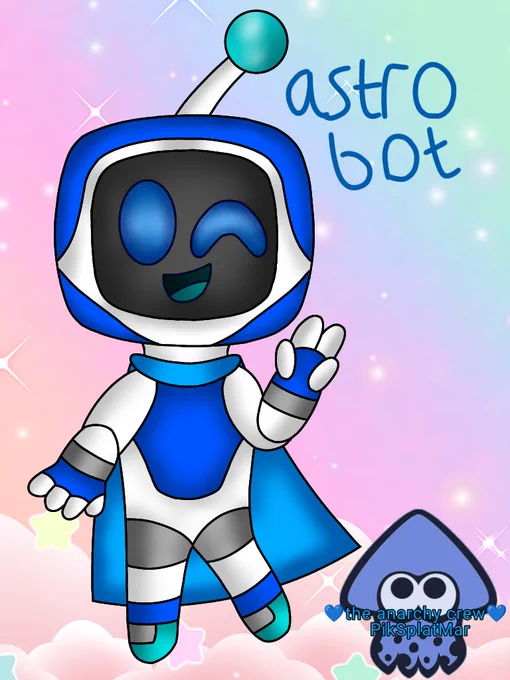 Just a drawing of my 2nd beloved character ASTROBOT💙🎮 
(Not simping nor having a fictional crush on him)

⚠️Don't steal with out my permission or credit also plz DO NOT use it for Al If it was to be stolen/used for Al DM or ping me at @PikSplatMar⚠️