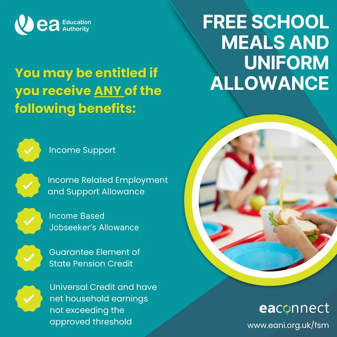 If you are applying for Free School Meals & Uniform Allowance for the 2025/26 school year and are in receipt of one of the benefits listed in the image, then you will require a Proof of Benefit letter for your application. 

To request one, visit: https://t.co/vhcVyDRoi5 