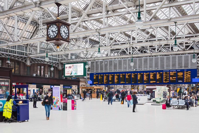 Passengers on the concourse at Glasgow Central.