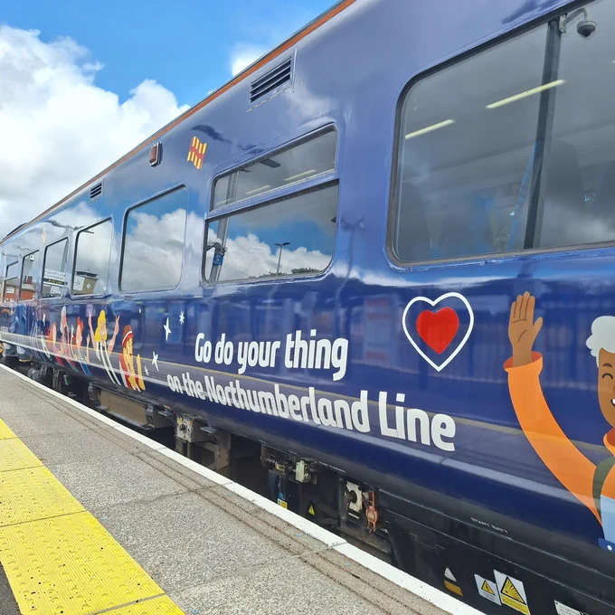The train stopped at a platform.