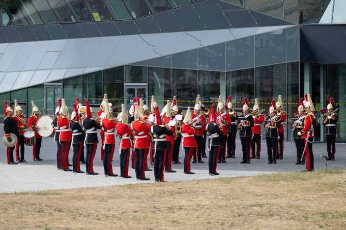 Armed forces brass band in front of city hall
