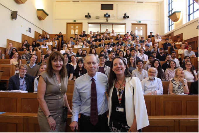 (📸 Pictured: Professor Dame Carol Robinson, Professor Robert Langer, and Professor Dame Molly Stevens with attendees)