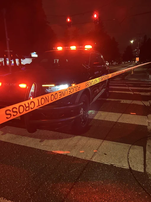 Police vehicle blocking traffic