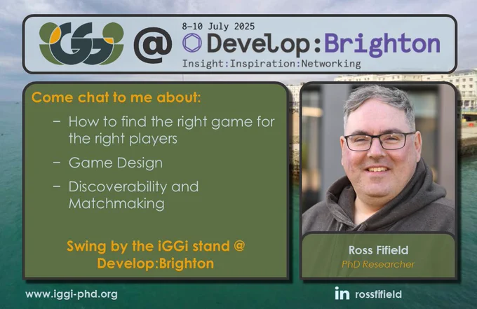 Ross Fifield - Come chat to me about How to find the right game for the right players, Game Design, and Discoverability and Matchmaking