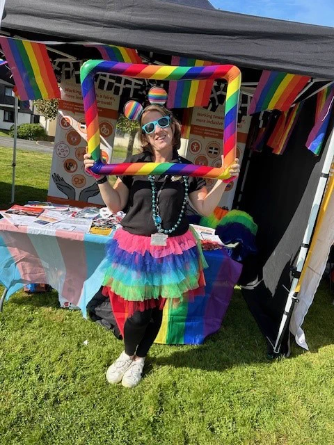 Photo of the Cornwall Council stand at a Pride event
