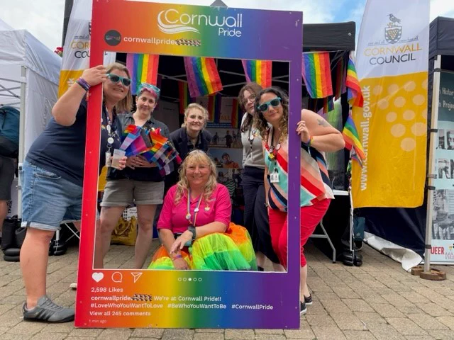 Photo of the Cornwall Council stand at a Pride event