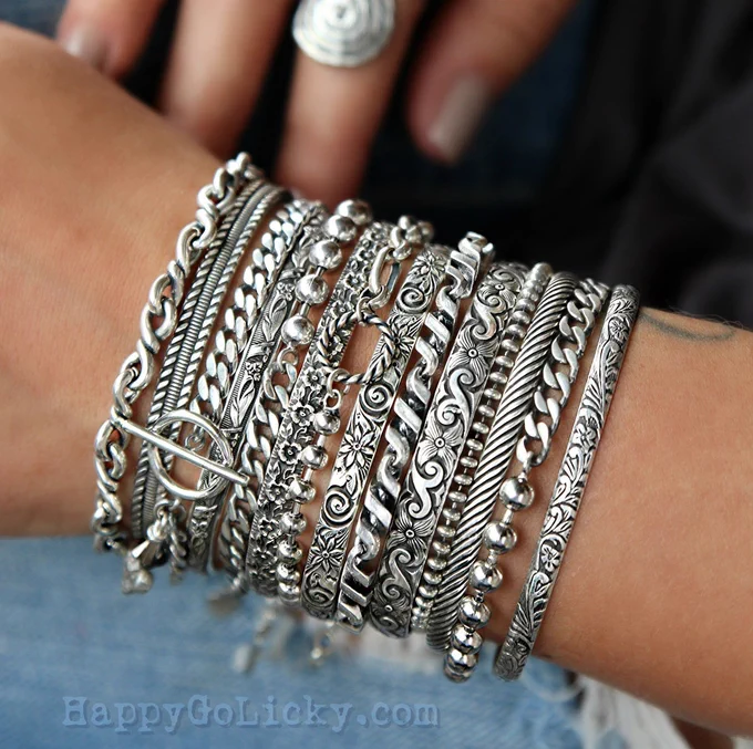 Layer up in silver ✨
Our boho chain   cuff bracelet set mixes rich textures & soulful patterns for a sexy carefree vibe.
Buy ONE, LUCKY 7, or the FULL 14-bracelet set—your wrist, your way 💫

👉 https://happygolicky.etsy.com/listing/1703286637
#BohoJewelry #SterlingSilver #BraceletStack #BohemianStyle #EtsySeller