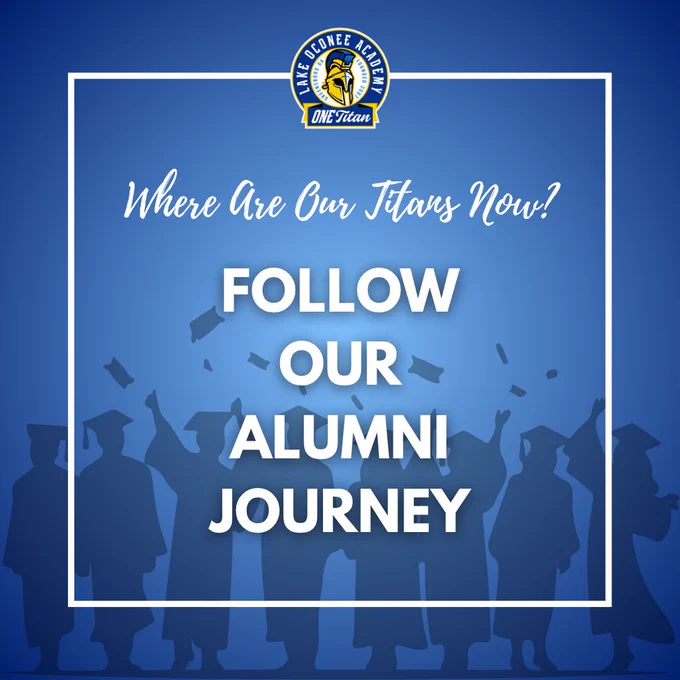Promotional graphic for California State University, Fullerton, featuring silhouettes of graduates with text reading "Where Are Our Titans Now? Follow Our Alumni Journey.