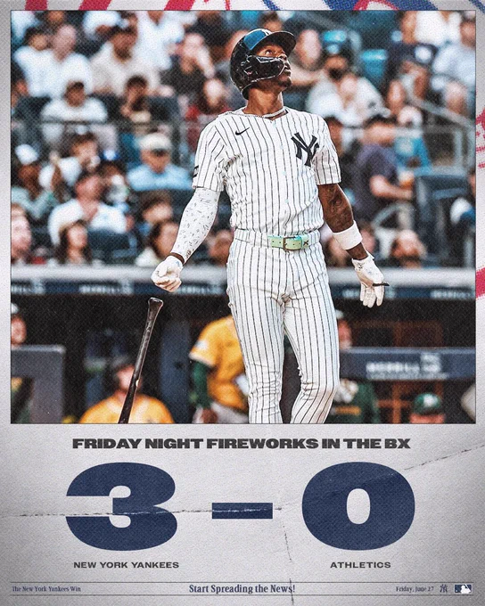 FINAL: Yankees 3, A's 0. 