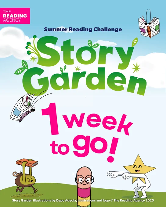 Story Garden asset with The Reading Agency logo. Text reads: 1 week to go!