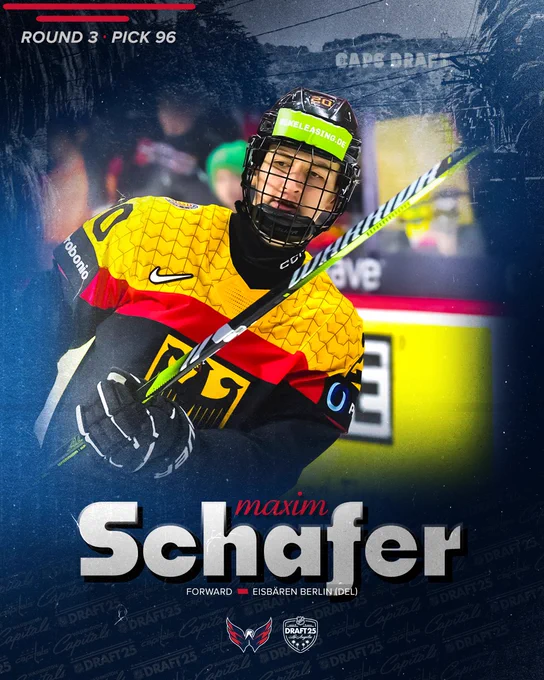 With the 96th pick in the 2025 NHL Draft, the Washington Capitals are proud to select Maxim Schafer!  