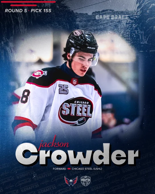 With the 155th pick in the 2025 NHL Draft, the Washington Capitals are proud to select Jackson Crowder! 