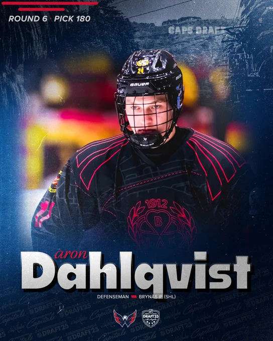 With the 180th pick in the 2025 NHL Draft, the Washington Capitals are proud to select Aron Dahlqvist!