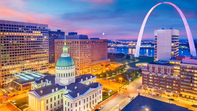 St. Louis skyline at sunset
