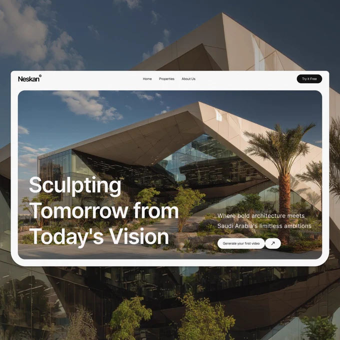 Bold hero concept for a real estate client in the Middle East.