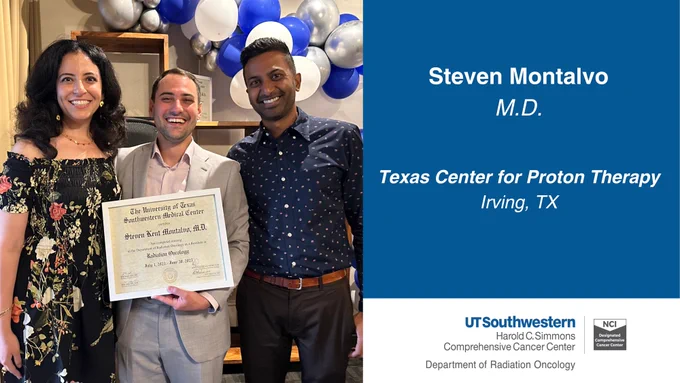 A man in a gray suit accepting a graduation certificate from program leadership.